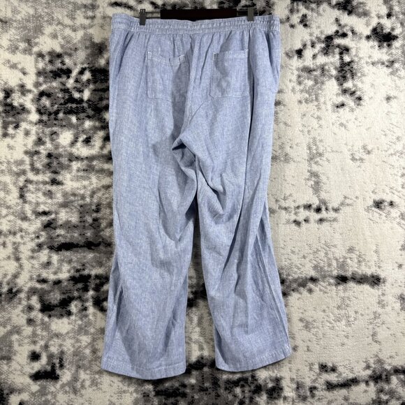 Old Navy Pants Womens Size 2X Pinstripe Linen Blend Wide Leg Drawstring Hippie - Picture 2 of 15